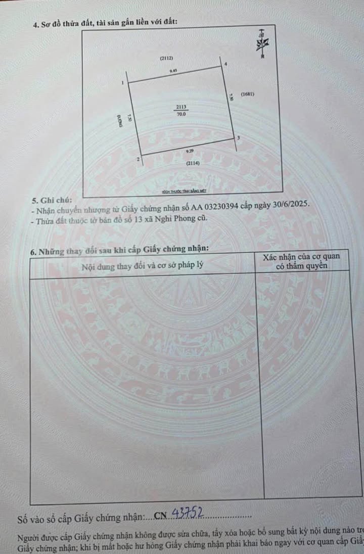 Đất Nghi Phong TP Vinh 70m² 1.7 tỷ - Sổ đỏ chính chủ đầu tư sinh lời