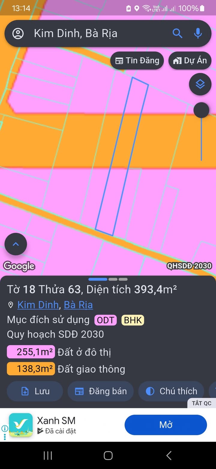 Đất nền 413m² Phường Long Hương, Bà Rịa - Sổ đỏ, ô tô vào tận nơi