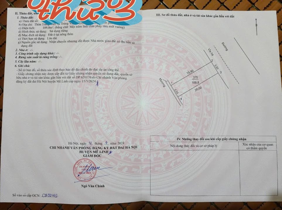 Đất Nền Tráng Việt, Mê Linh 110m² - Sổ Đỏ Chính Chủ, Giá Tốt