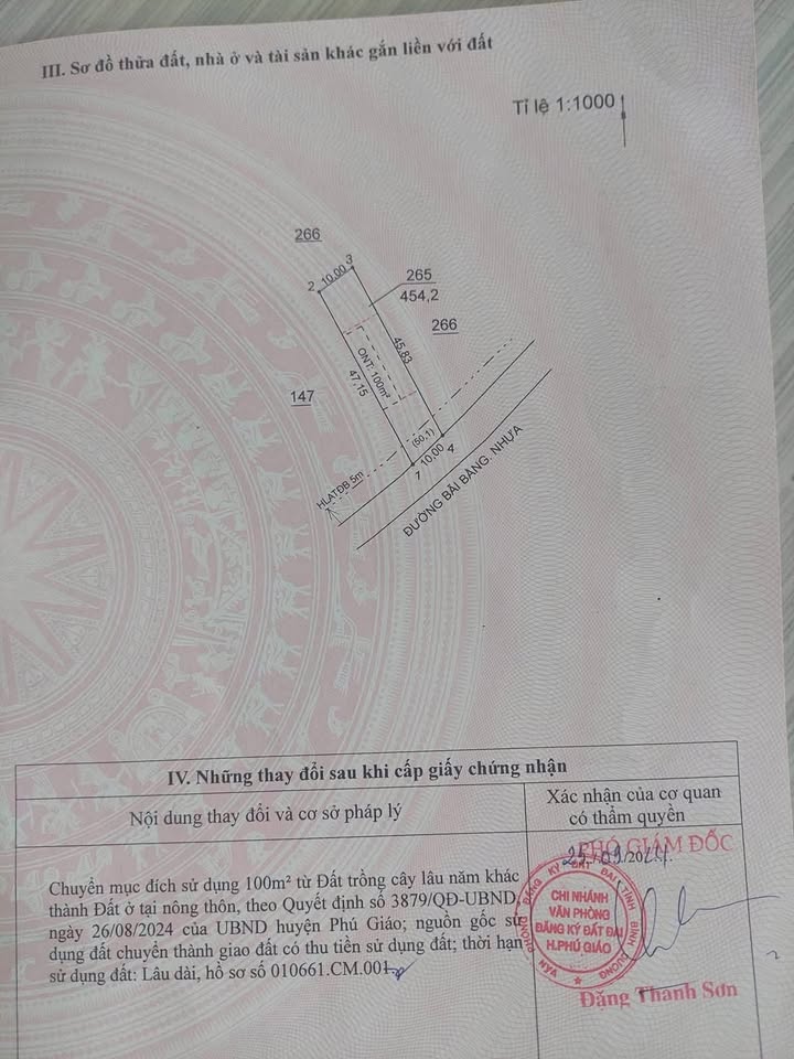 Đất nền Phú Giáo 450m² giá 1.25 tỷ - Sổ đỏ chính chủ, thổ cư sẵn!