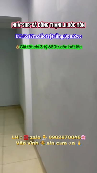 Bán nhà Đông Thạnh Hóc Môn 72m² giá 3.68 tỷ - Ô tô vào nhà!