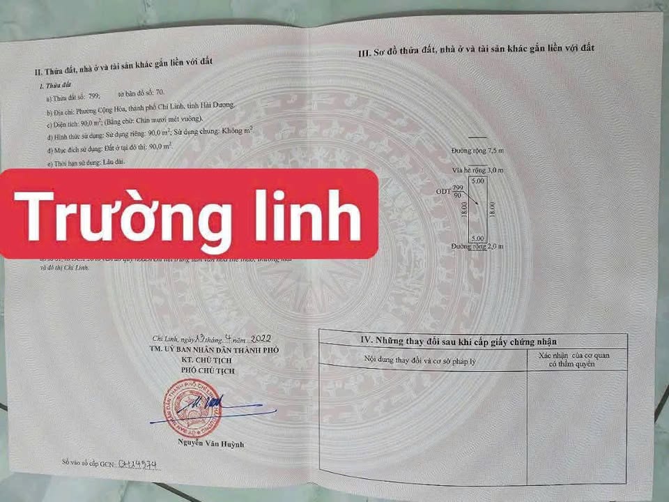 Đất nền Khu đô thị Trường Linh, Chí Linh 90m² - Sổ hồng chính chủ!