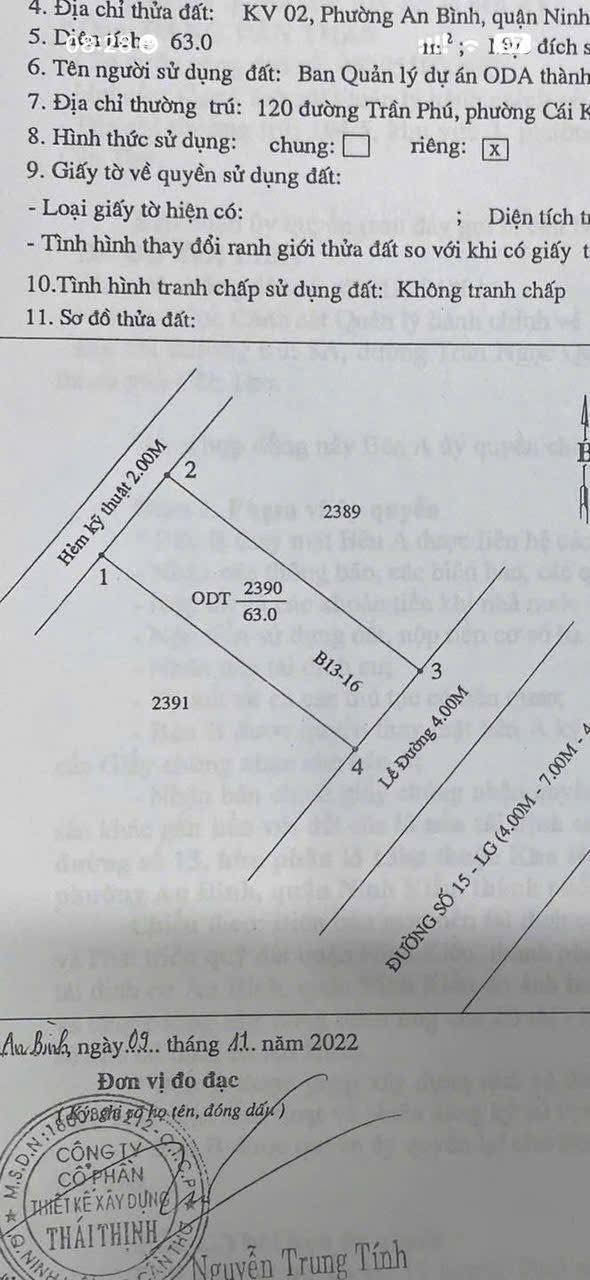 Đất Nền Tái Định Cư An Bình - Ninh Kiều 63m² - Sổ Đỏ Sẵn Sàng Xây Dựng