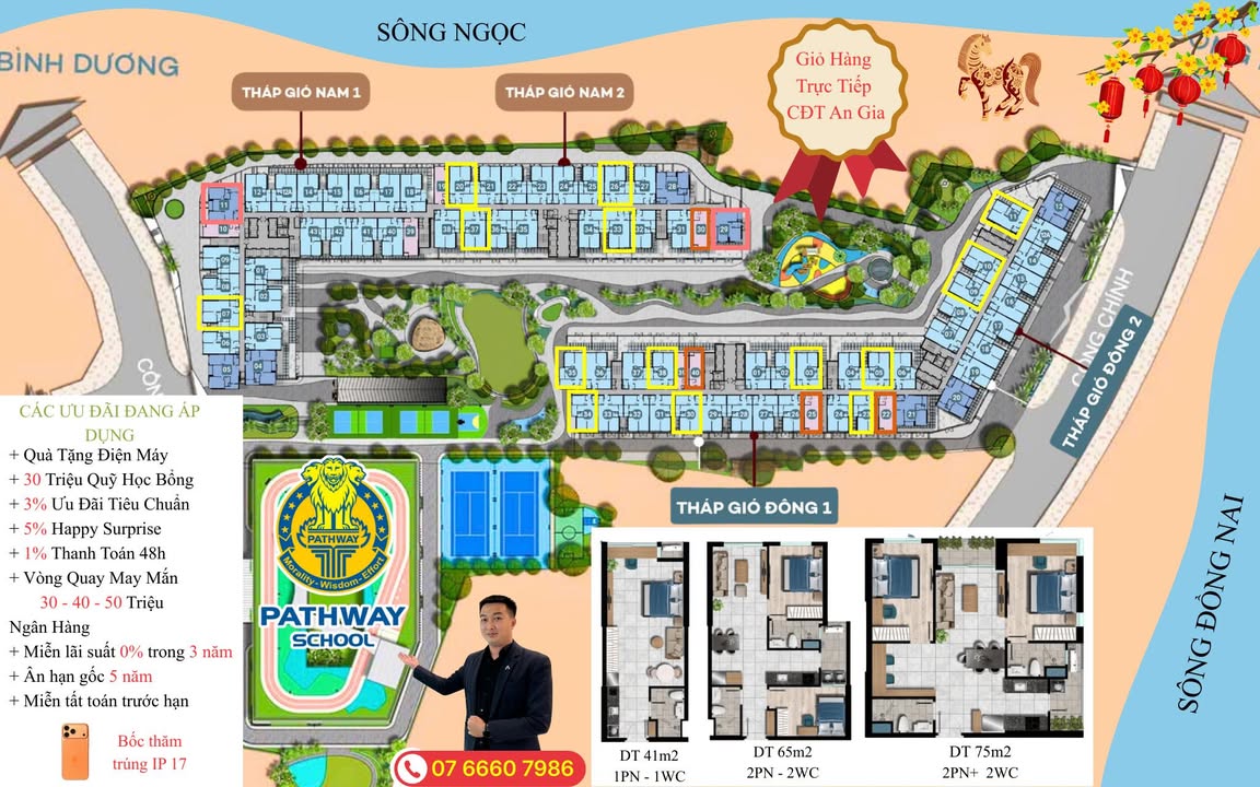 Căn hộ The Gió Riverside Dĩ An 41-75m² từ 2.1 tỷ - View sông cực đẹp