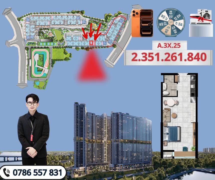 Studio 41m² View Sông Đồng Nai - The Gió Riverside, Thuận An