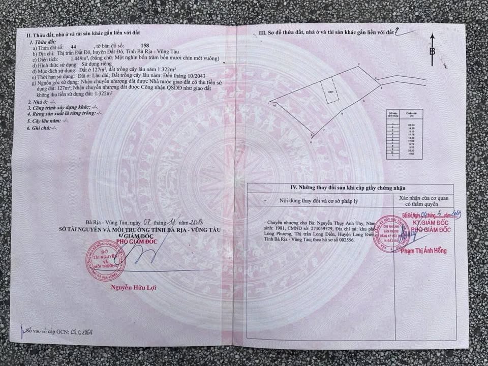 Đất Tặng Nhà MT Thị Trấn Đất Đỏ Long Đất 540m² Giá 3.2 Tỷ