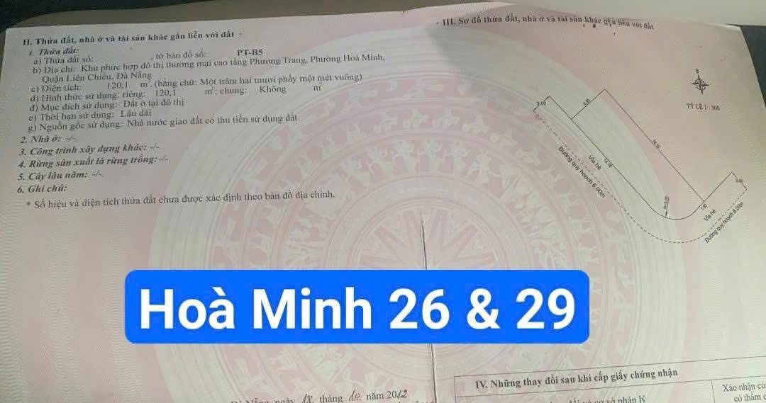 Đất nền Hoà Minh 26, Đà Nẵng 216m² - Tiềm năng tăng giá vượt trội!
