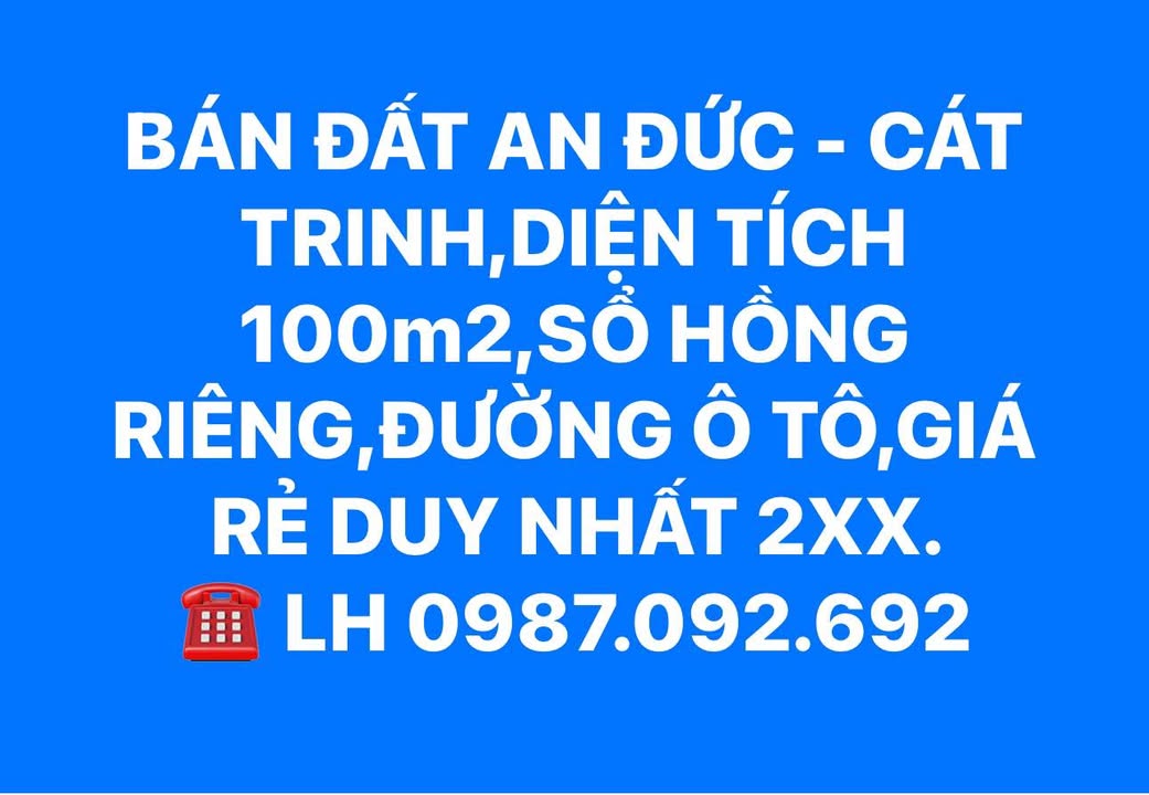 Đất nền Phù Cát 100m² giá 2xx triệu - Sổ hồng chính chủ!