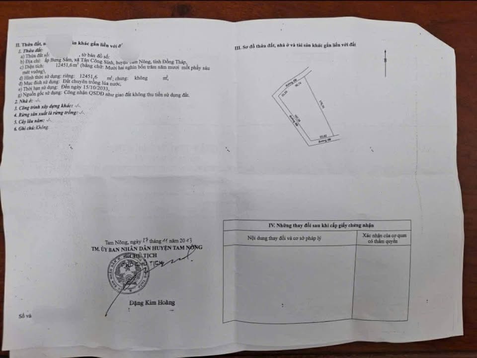 Đất Ruộng 12400m² Tân Công Sính, Tam Nông - Cơ hội đầu tư dài hạn!