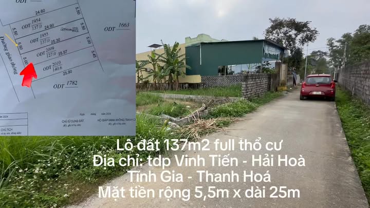 Đất thổ cư 137m² Hải Hòa, Thanh Hóa - Sổ đỏ sẵn sàng, cách biển 200m
