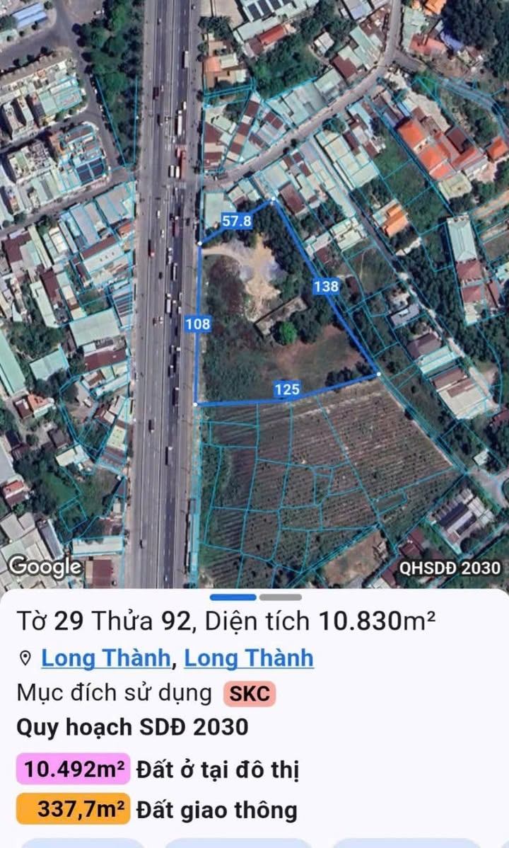 Đất nền Long Thành 10.830m² mặt tiền QL51 - Giá tốt đầu tư