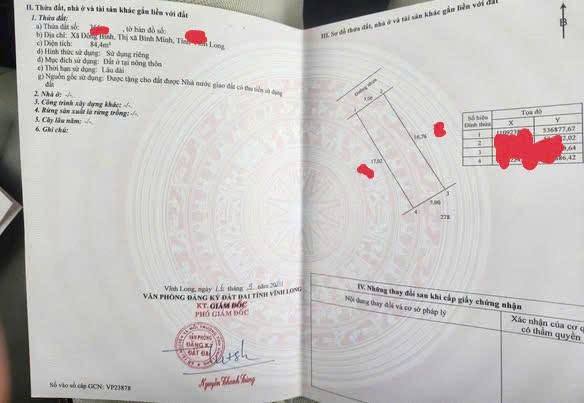 Đất Nền Vĩnh Long 84m² - Sổ Hồng Thổ Cư, Giá Chỉ 549 Triệu