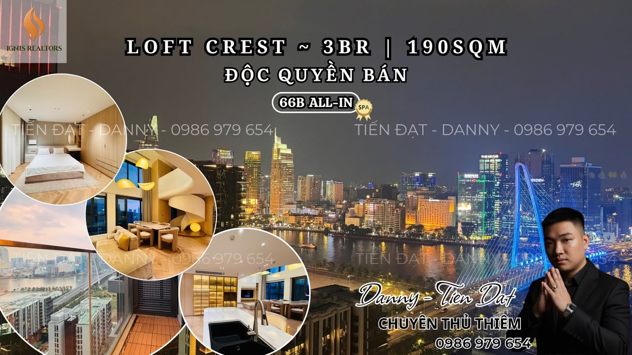 Căn hộ Loft Crest Metropole Quận 1 - 190m², 3PN, View Sông SG 66 Tỷ