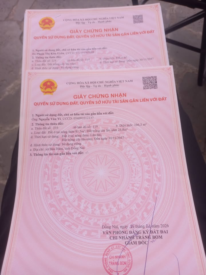 Bán đất Sông Thao Trảng Bom 1100m² giá 1.55 tỷ - Sổ đỏ chính chủ