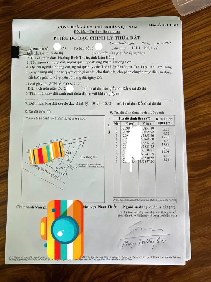 Đất Thổ Cư 105m² Mặt Tiền Hải Thượng Lãn Ông - Phan Thiết