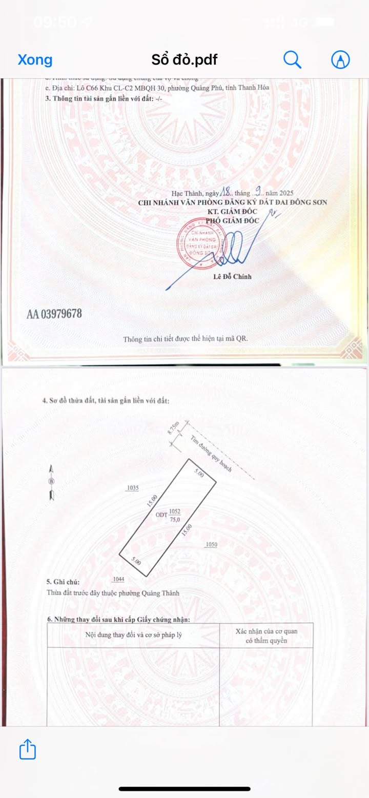 Đất nền MB 3609 Quảng Thành 75m² - Sổ đỏ chính chủ - Giá F0!