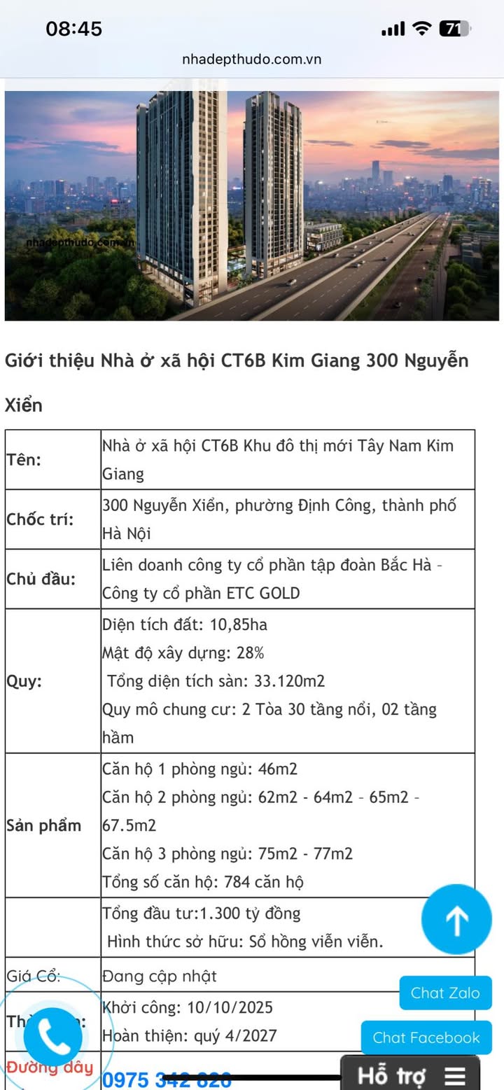 Căn hộ 3 Ngủ CT6B Tây Nam Kim Giang 75m² - Giá Tốt Hà Nội