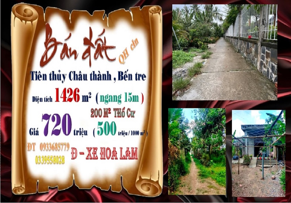 Đất nền Tiên Thủy, Châu Thành 1426m² - Sổ đỏ chính chủ, tiềm năng sinh lời!