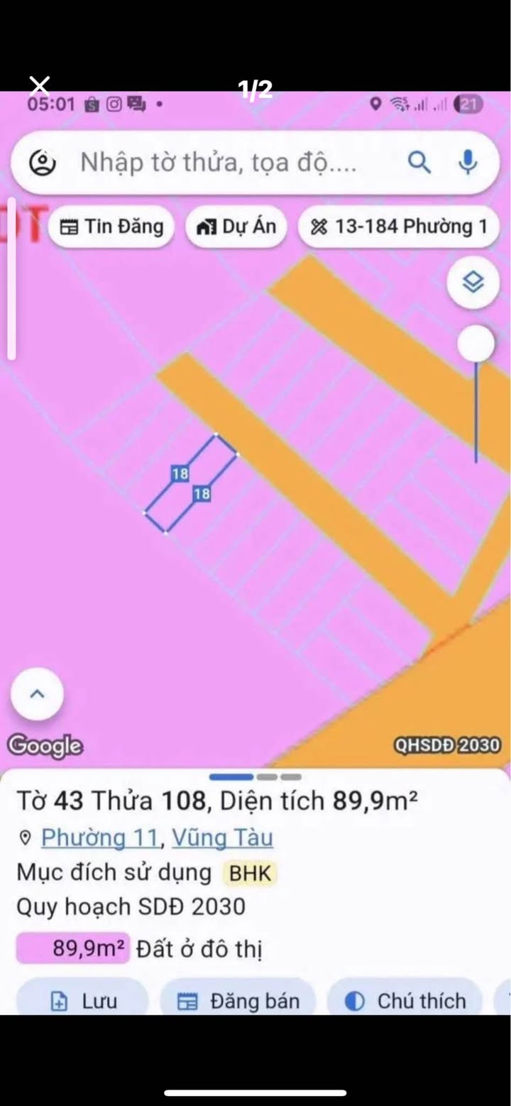 Bán Đất Sổ Riêng 89.9m² Phường Phước Thắng, TP. Vũng Tàu - Giá 2.68 Tỷ