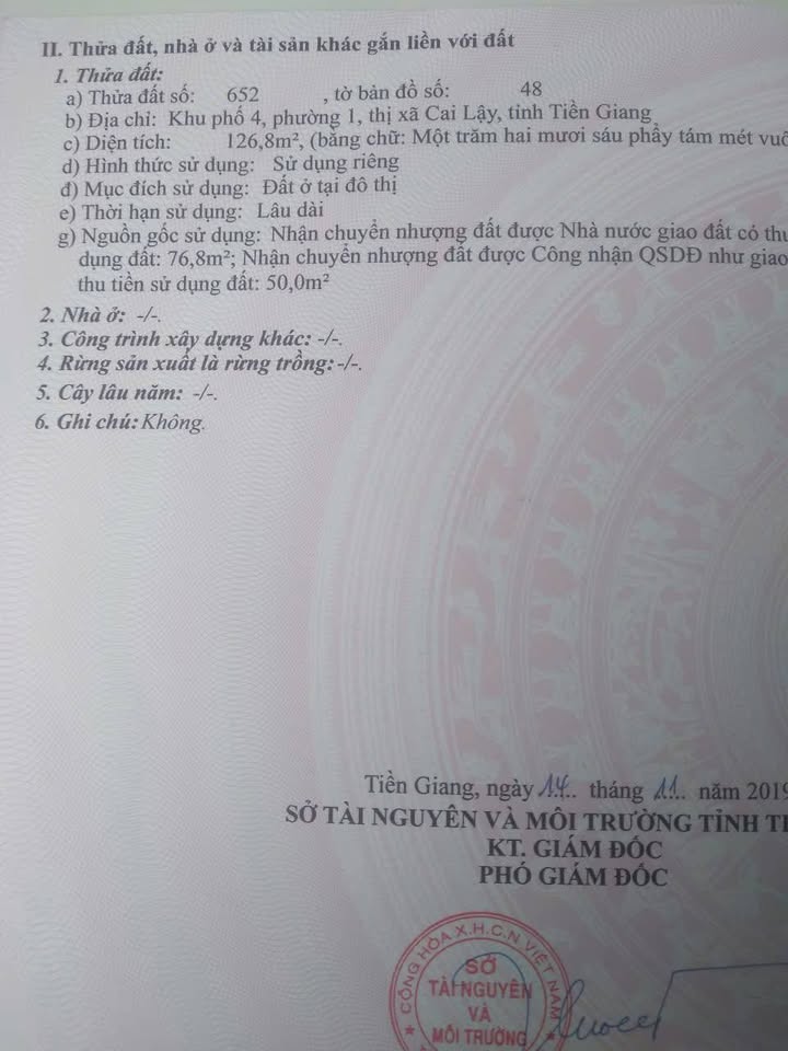 Bán Đất Nền 127m² Full Thổ Cư, Giá 950 Triệu Tại Phường Mỹ Phước Tây, Cai Lậy