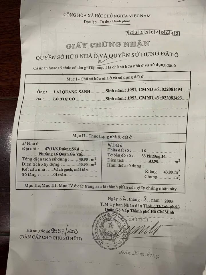 Nhà riêng Gò Vấp 44m² giá 5.2 tỷ - Ô tô vào tận nhà!