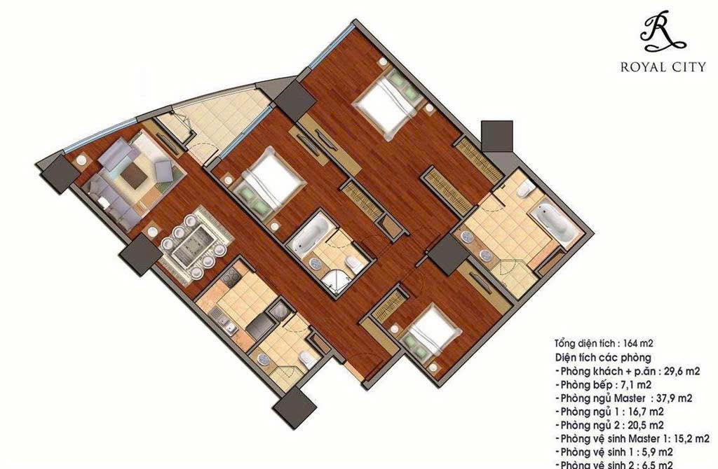 Chung cư Royal City 164m² - 3PN giá 19.x tỷ - Sẵn sàng đón chủ mới!