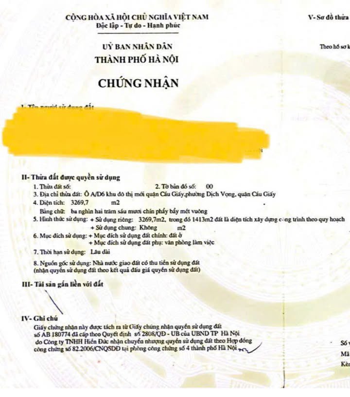 Bán Gấp Đất Vàng 3269m² Mặt Tiền Trần Thái Tông, Cầu Giấy - Cơ Hội Đầu Tư Sinh Lời