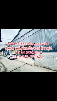 Kho xưởng Bình Minh, Thanh Oai 550m² - Diện tích lớn, hoạt động ngay!