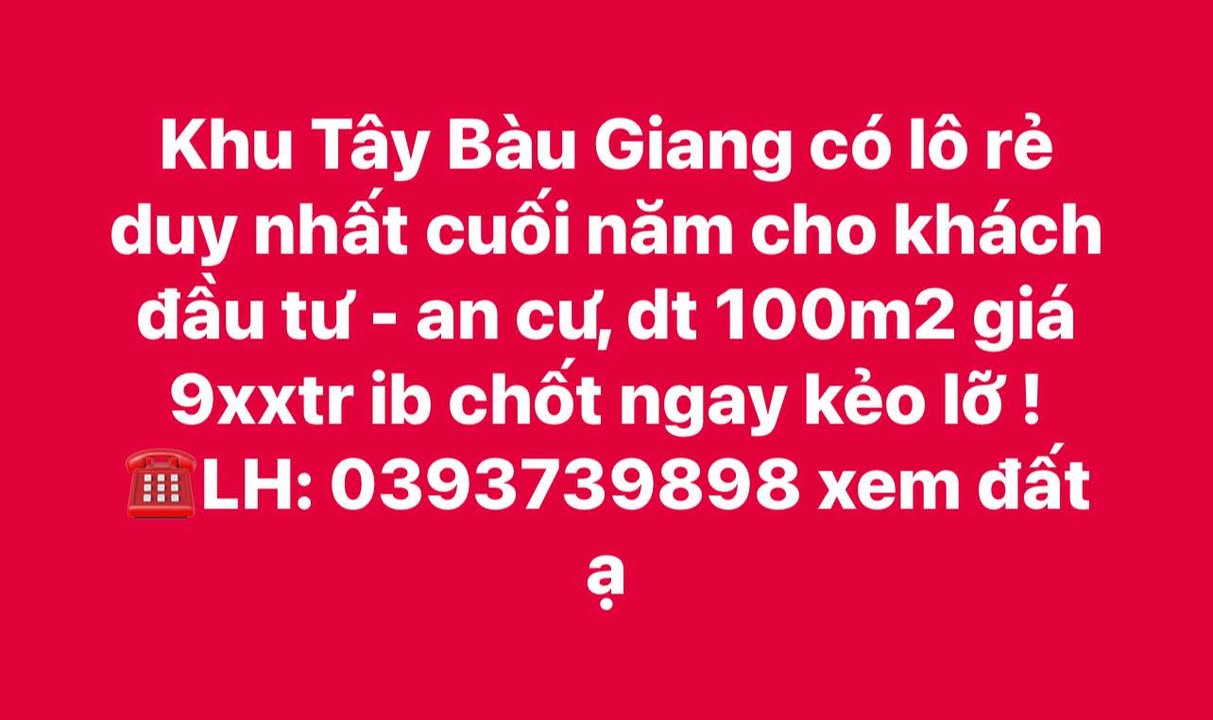 Đất nền 100m² Khu Tây Bàu Giang, Quảng Ngãi - Giá Tốt Cuối Năm!