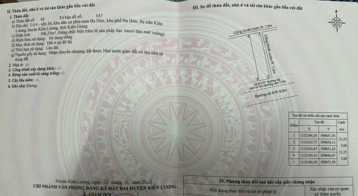 Đất nền KĐT Nam Ba Hòn 106m² - Sổ đỏ chính chủ, thổ cư 100%