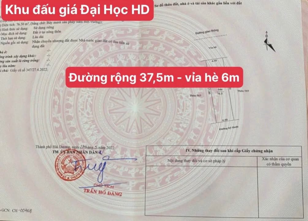 Đất Nền Mặt Tiền Đường Đôi 76.5m² - Trục Vàng Nam Đồng, Hải Dương