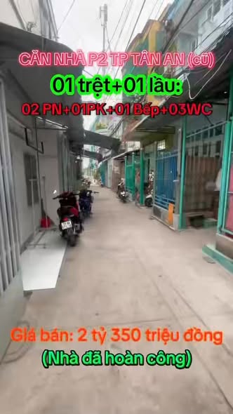 Nhà mới xây Phường 2, Tân An 52m² - 2.35 Tỷ, Hướng Đông Bắc