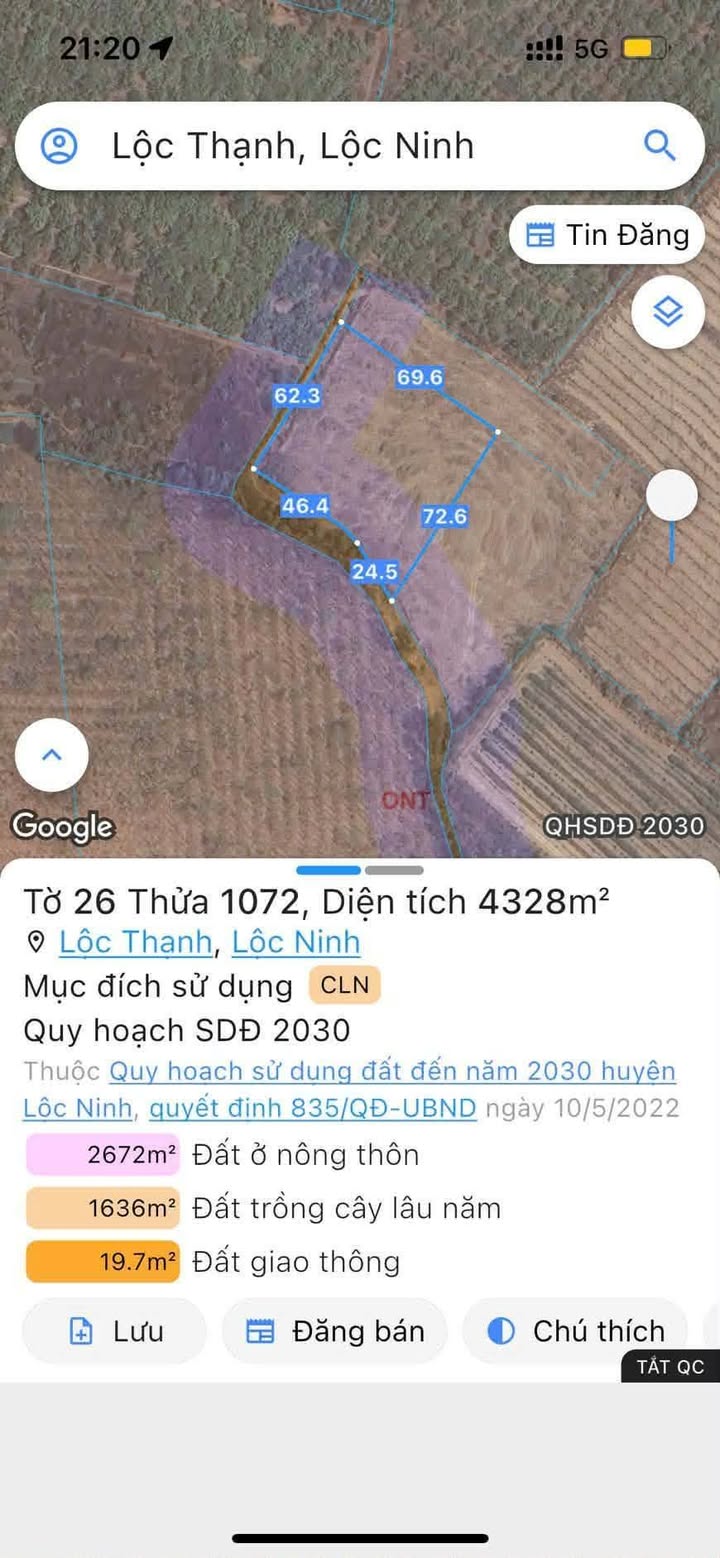 Đất Nền Lộc Ninh 1548m² Sổ Đỏ Sẵn - 2 Mặt Tiền, Gần Đường Nhựa