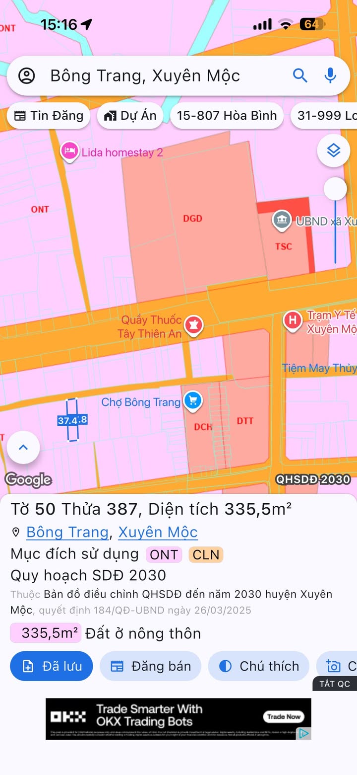 Đất nền Xuyên Mộc 335.5m² - Sổ đỏ chính chủ, tiềm năng tăng giá!