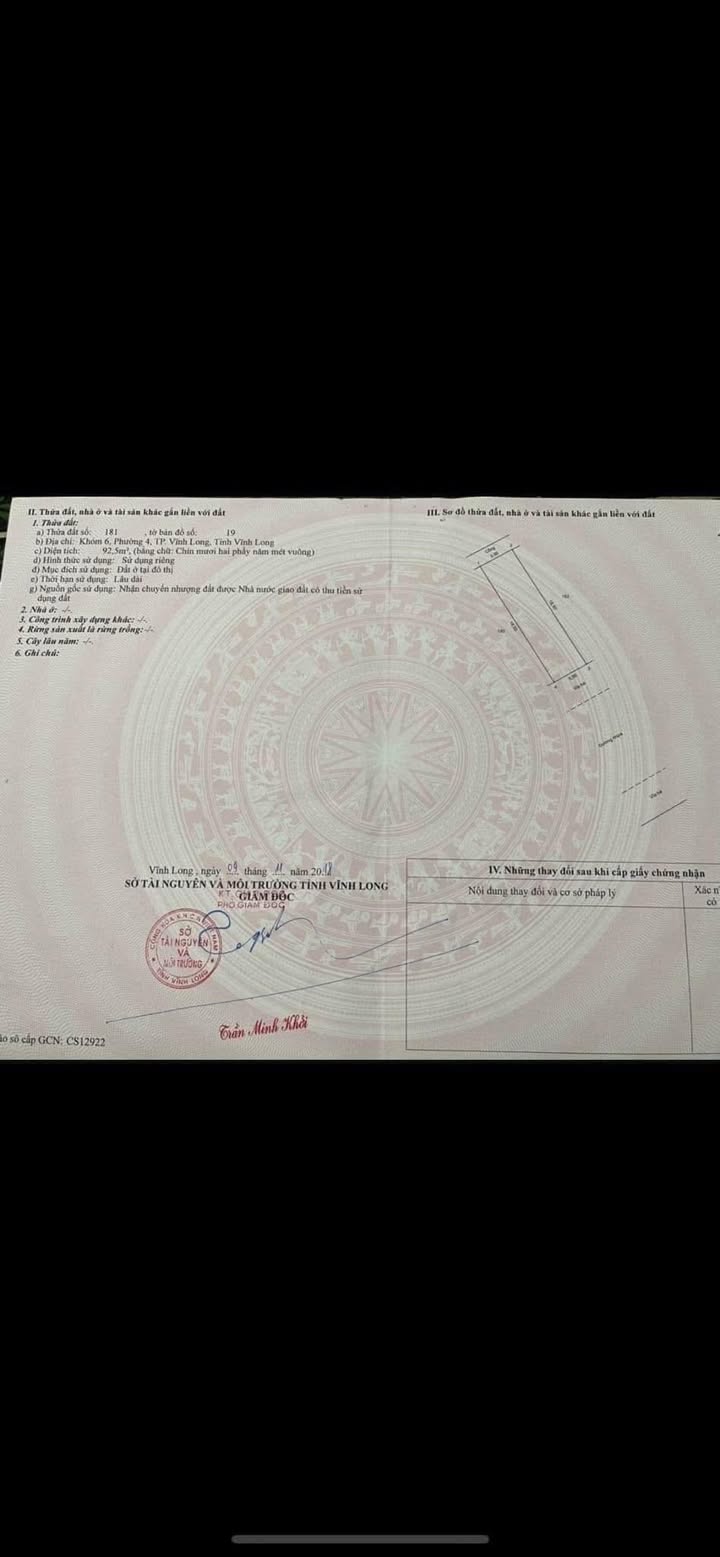 Đất nền 92m² Phước Hậu, Long Hồ - Sổ đỏ chính chủ!