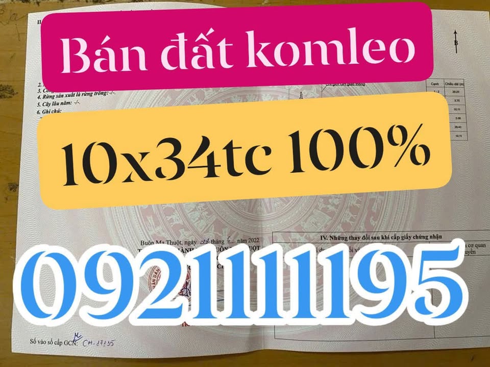 Đất nền Komleo Buôn Ma Thuột 340m² - Sổ hồng riêng, giá đầu tư F0