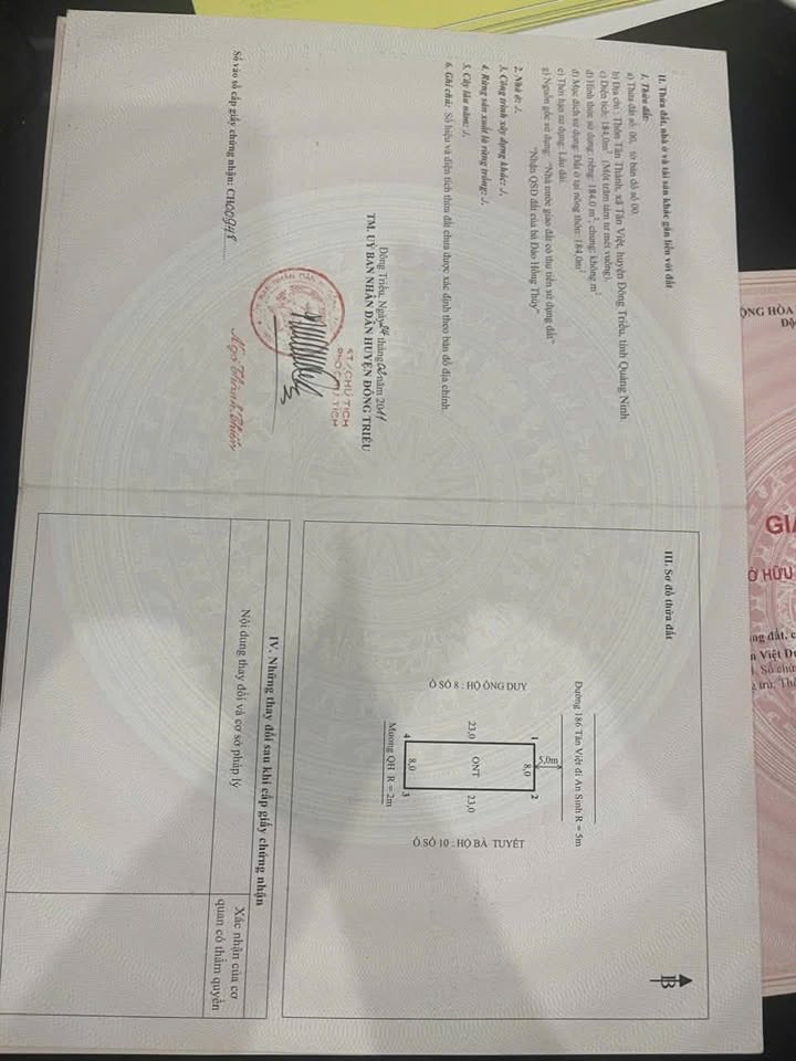 Đất nền Đông Triều 184m² - Mặt tiền 8m - Giá tốt đầu tư