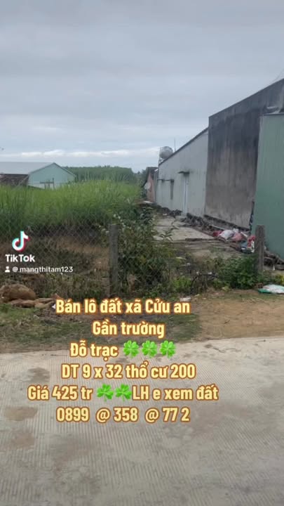 Đất thổ cư mặt đường Xã Cửu An, Gia Lai - 288m² giá 425 triệu