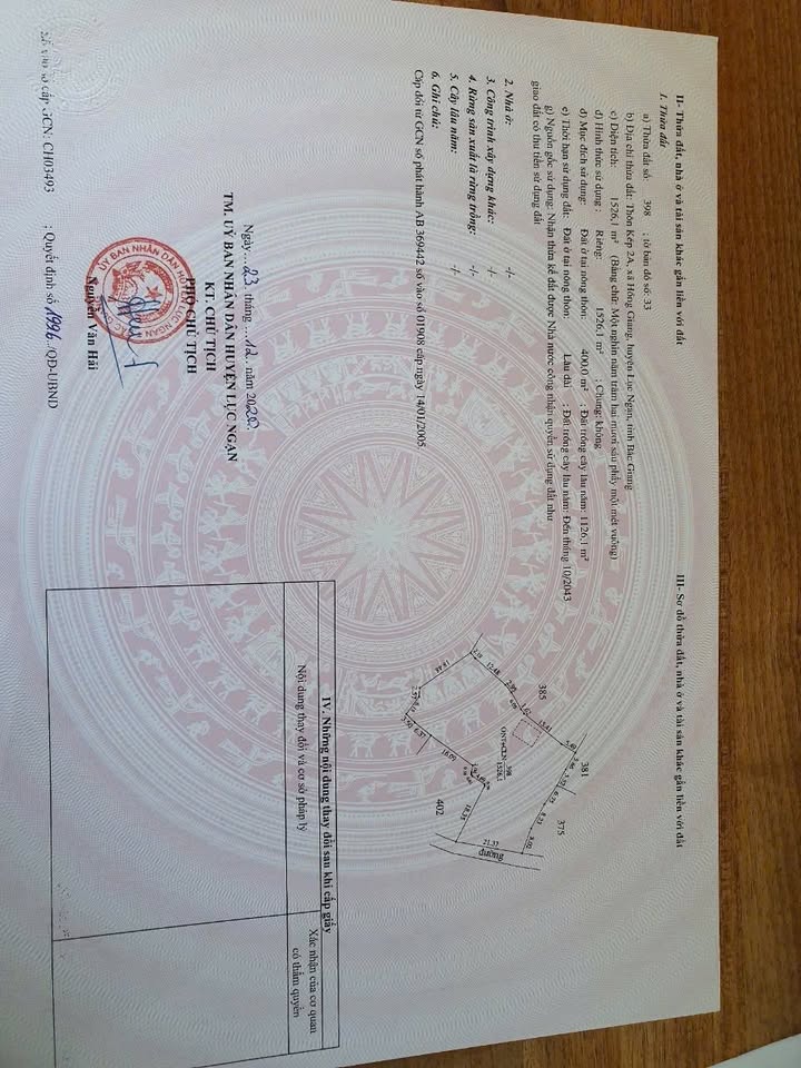 Đất vườn Lục Ngạn 1526m² giá tốt - Sổ đỏ chính chủ!