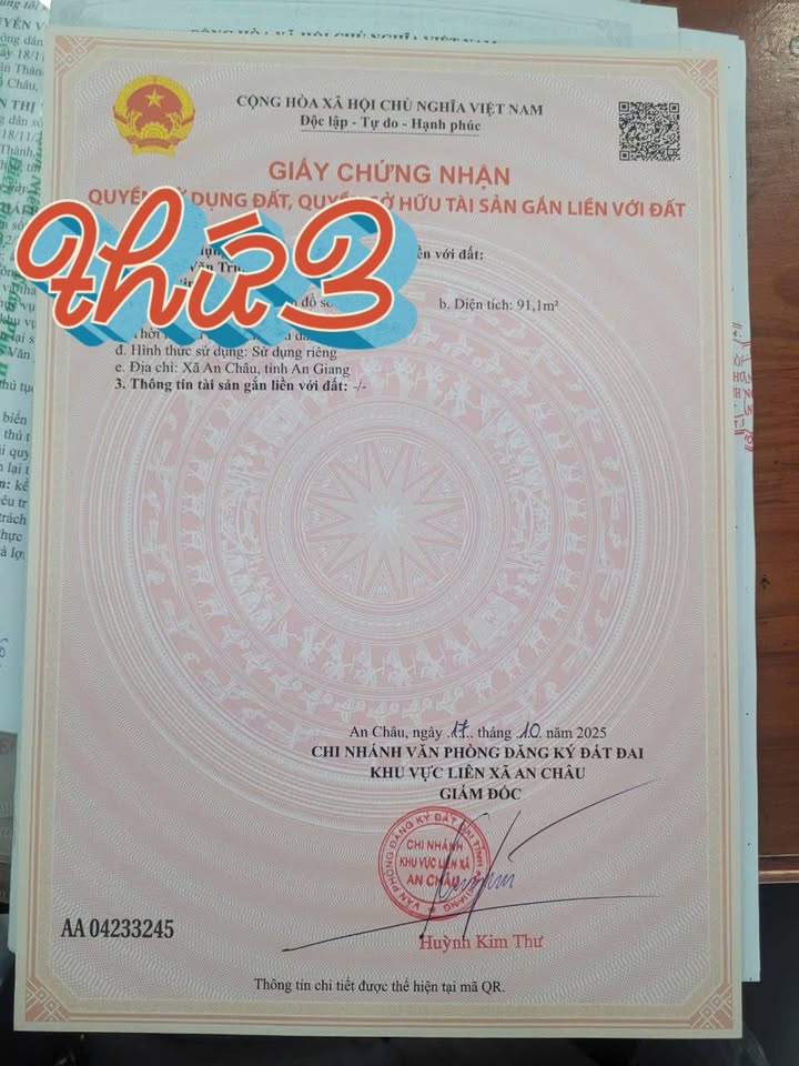 Bán Đất Tặng Nhà An Châu, An Giang - 91m² - Giá 300 Triệu