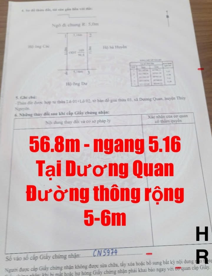 Đất nền Dương Quan, Thủy Nguyên 56.8m² - Sổ đỏ chính chủ