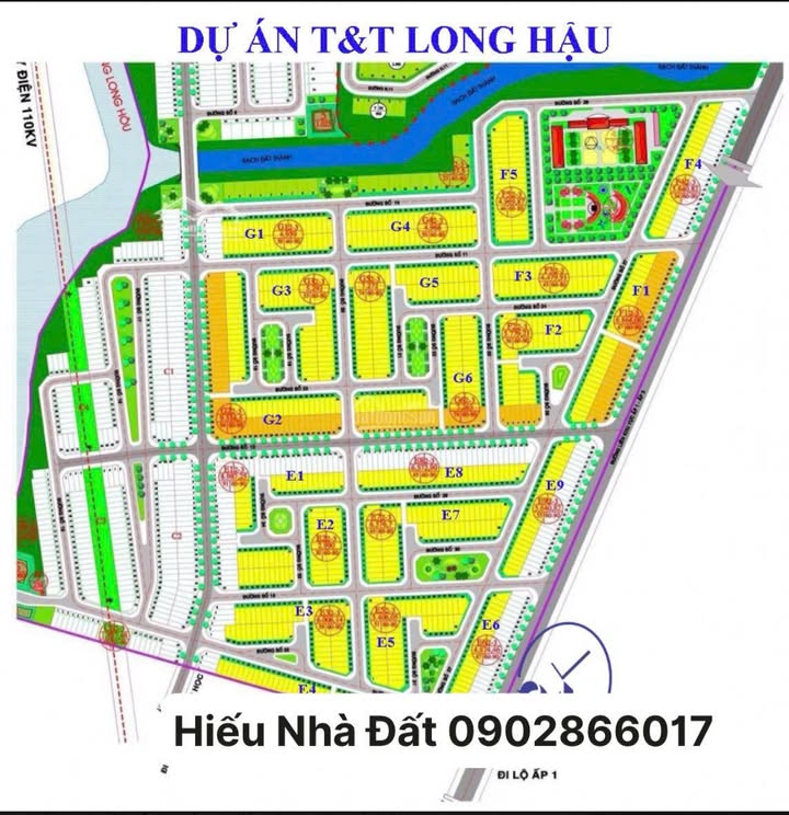 Đất nền Thái Sơn T&T Long Hậu 520m² - Sổ riêng, đối diện công viên