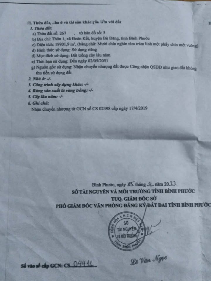 Bán gấp 2ha đất cao su Bình Phước - Giá 2.1 tỷ, sổ đỏ chính chủ