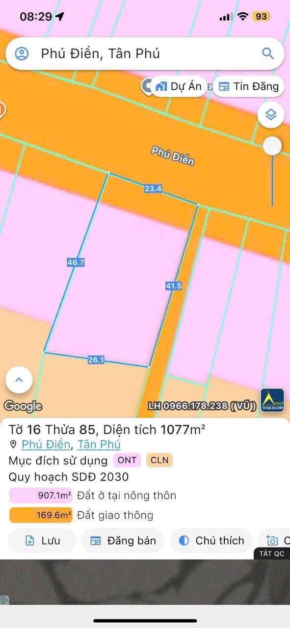 Đất nền Phú Hòa, Đồng Nai 1077m² - Tiềm năng tăng giá vượt trội!
