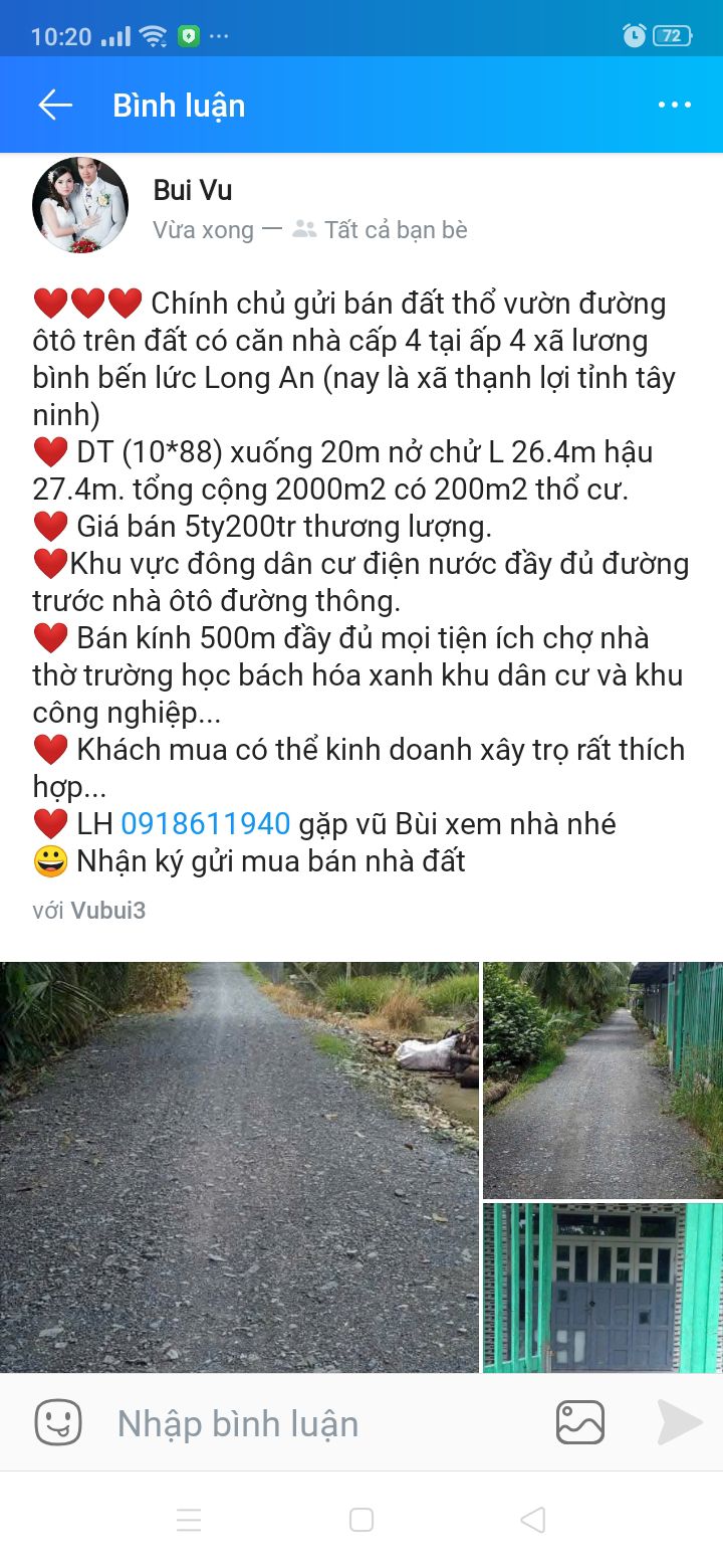 Đất Vườn Lương Bình, Bến Lức 2000m² Sổ Thổ Cư, Đường Ô Tô - Giá Tốt