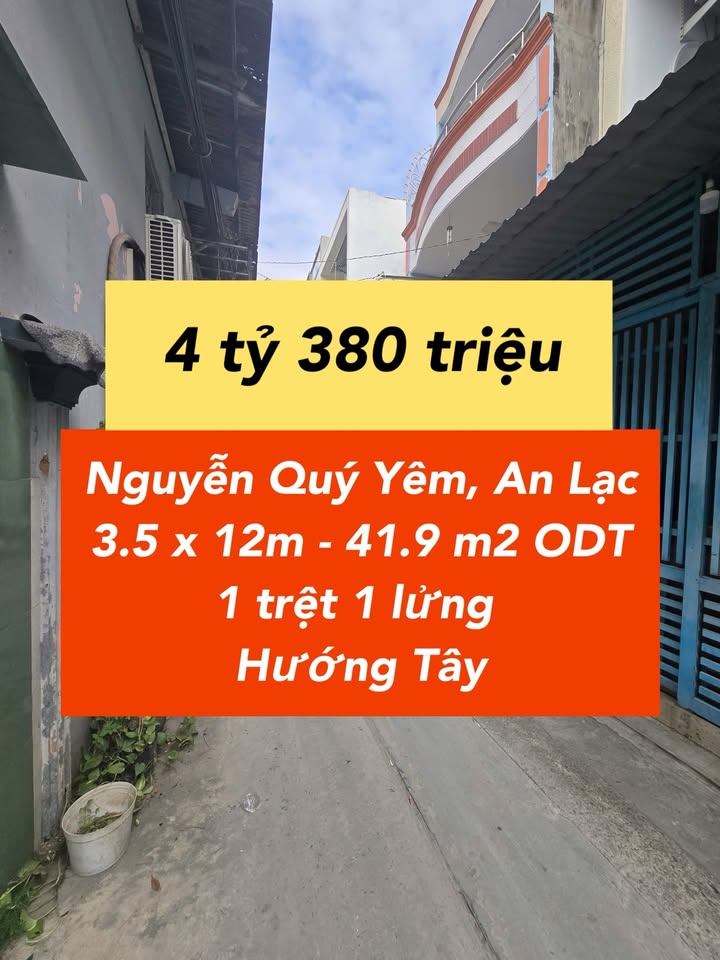 Nhà 3PN Bình Tân, Hẻm Thông 3m - 4.38 Tỷ Sổ Hồng Riêng