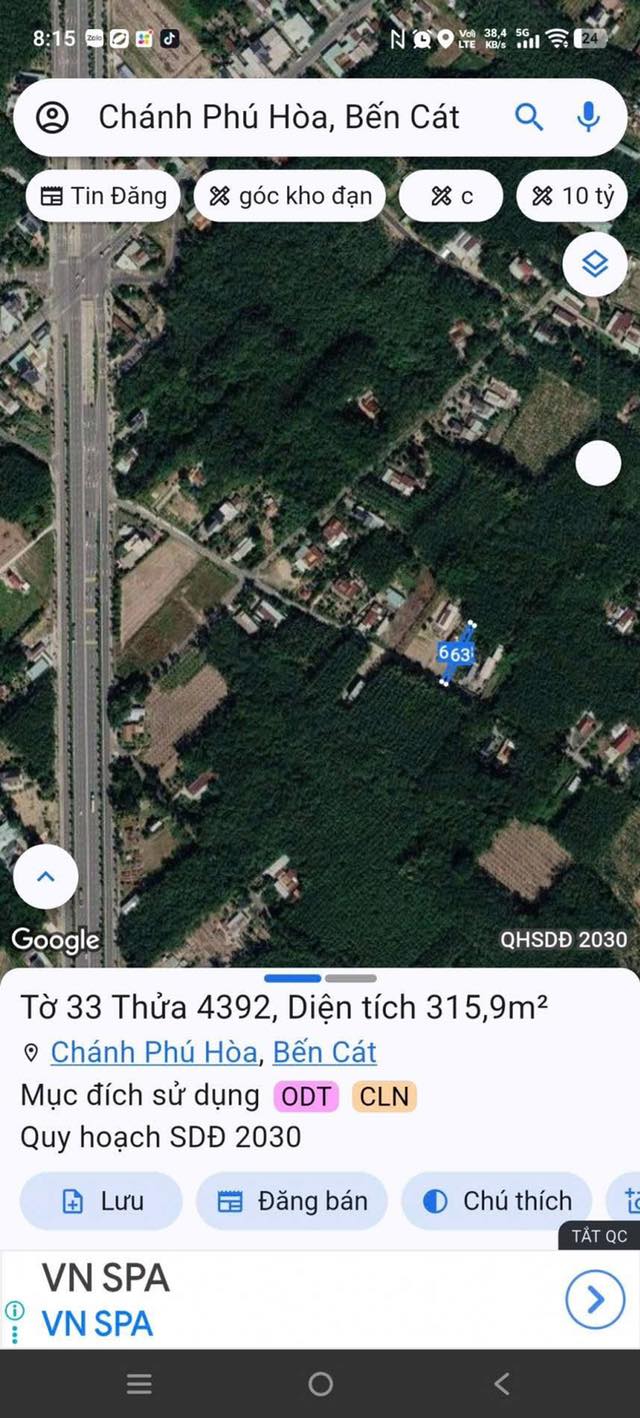 Đất nền Chánh Phú Hòa, Bến Cát 315m² giá 1 tỷ - Pháp lý rõ ràng