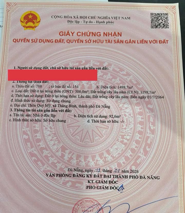 Đất nền Bình Nguyên, Thăng Bình 1500m² - Sổ đỏ chính chủ, giá chỉ 1 tỷ!