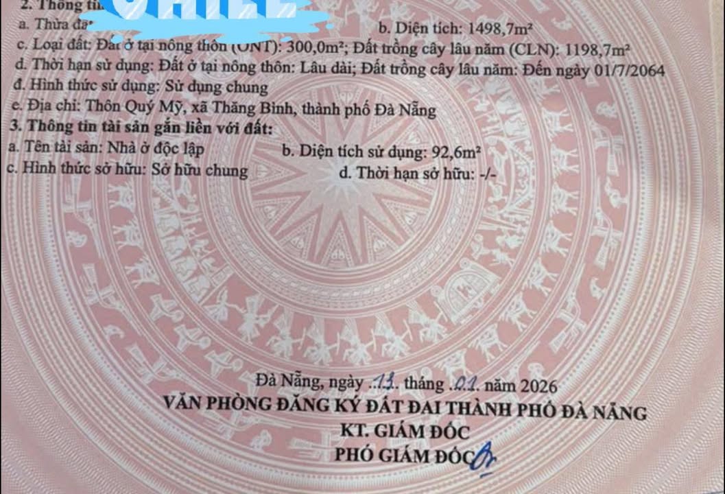 Bán Đất Vườn Thăng Bình 1500m² - Sổ Hồng Sẵn, Giá Chỉ 1 Tỷ