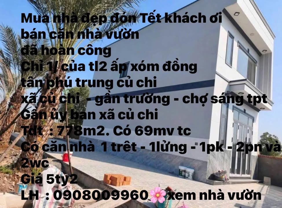 Nhà vườn Củ Chi 778m² - Nghỉ dưỡng lý tưởng!